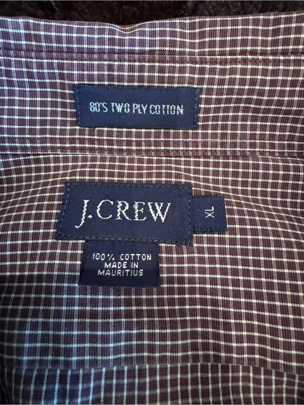 J. Crew Men’s XL Check Dress Shirt in Navy, Burgundy and White